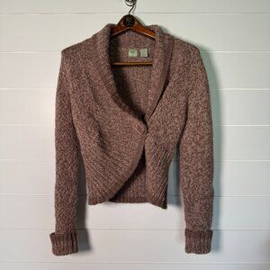 HWR Cardigan One Button Brown Heather Wool/Alpaca Blend Sz Medium